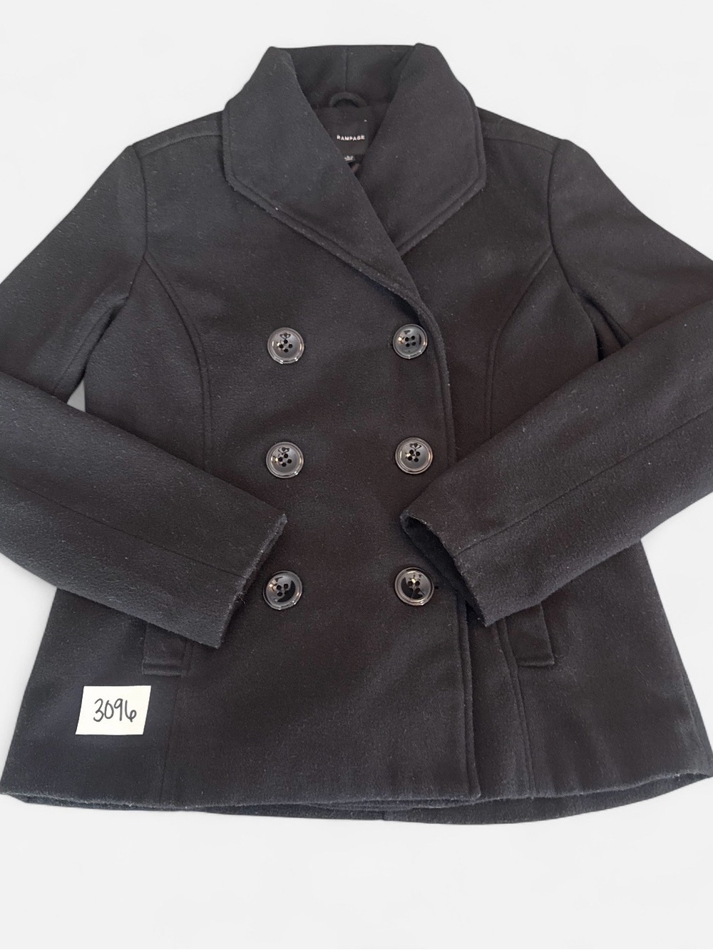 Rampage Girls' Black Double-Breasted Pea Coat